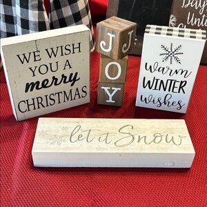 Hobby Lobby Festive Wooden Sign Set - Black, White, Brown sku#85
